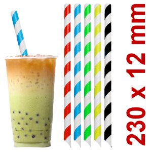 Bubble Tea Papier-Trinkhalme 230 x 12 mm