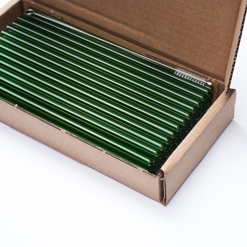 50 grüne GLAS CAIPI lang Trinkhalme - 200x8 mm + 1 Reinigungsbürste